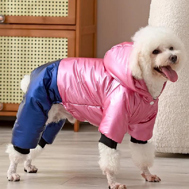

Waterproof Dog Clothes Thick Warm Dog Jumpsuit Outfit Pomeranian Poodle Bichon Frise Japanese Spitzbn Pet Clothing Costume Pants S рожевий