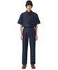 LAUGHER [Summer][Non-Fade] Two-Pocket Denim Work Shirt Short Sleeve - Deep Blue