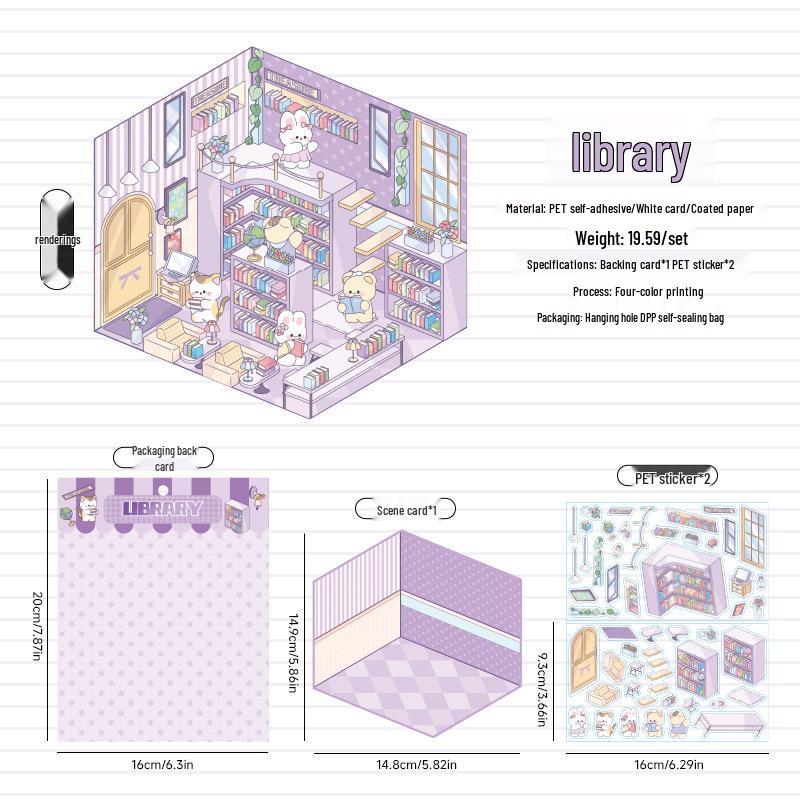 Fairy Tale Town 3D Miniature Cartoon Scenery DIY Sticker