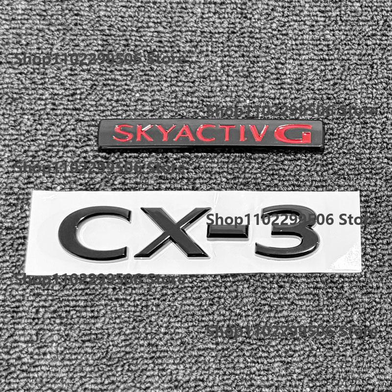 AAEU1 For Mazda CX-3 MX-30 Front Grille Emblem Rear Trunk Badge Glossy Black ABS Logo Car Exterior Sticker Decal Accessories