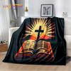 3D-Decke mit dem Motiv „Beten Sie die Heilige Bibel, Kreuz, Jesus“, weiche Flanelldecke für Bett, Schlafzimmer, Sofa, Picknick, Überwurfdecke als Bezug, Outdoor, Freizeit, Nickerchen, Geschenk