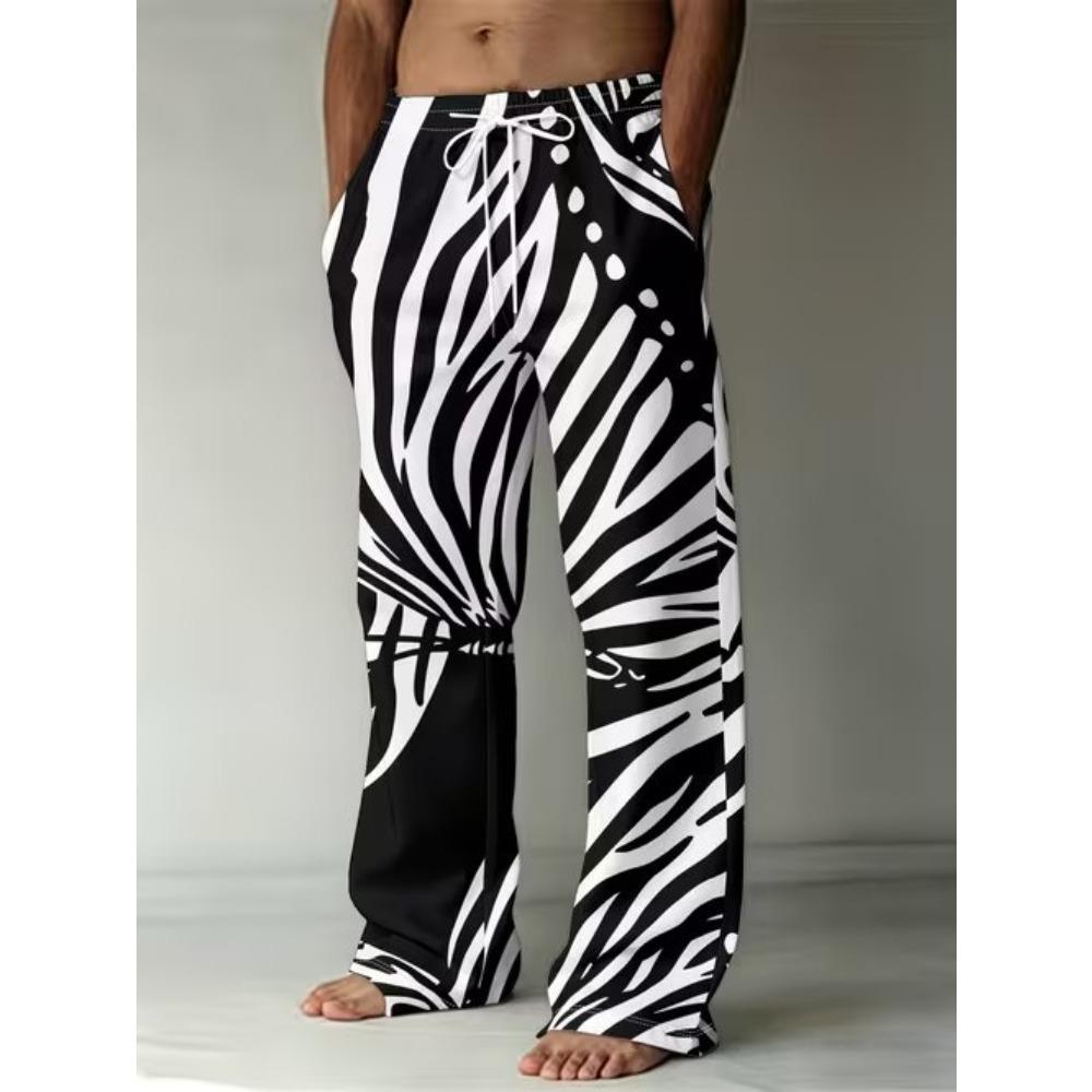 Men's 3D Retro Printed Baggy Casual Trousers, Elastic Drawstring Waist with Pockets, for Spring Summer Home Outdoor Vacation