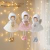 Cute Christmas Girl Pendant Tulle Dress Girl Hanging Ornament Shiny Golden Wings White Mesh Christmas Tree Decorations