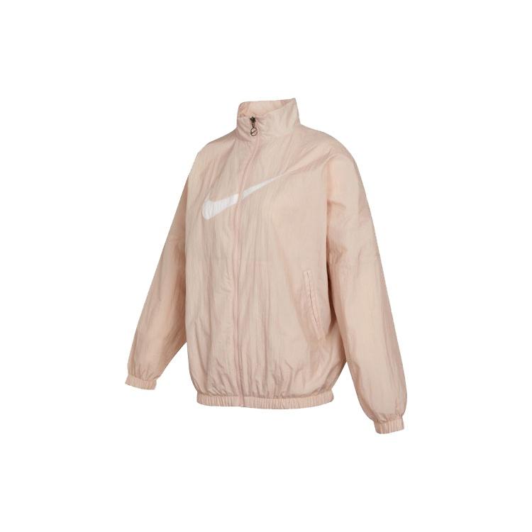 (WMNS) Nike Sportswear Essential Logo Pattern Wrinkled Woven Loose Stand Collar Jacket Pink Women s DM6182-601 L