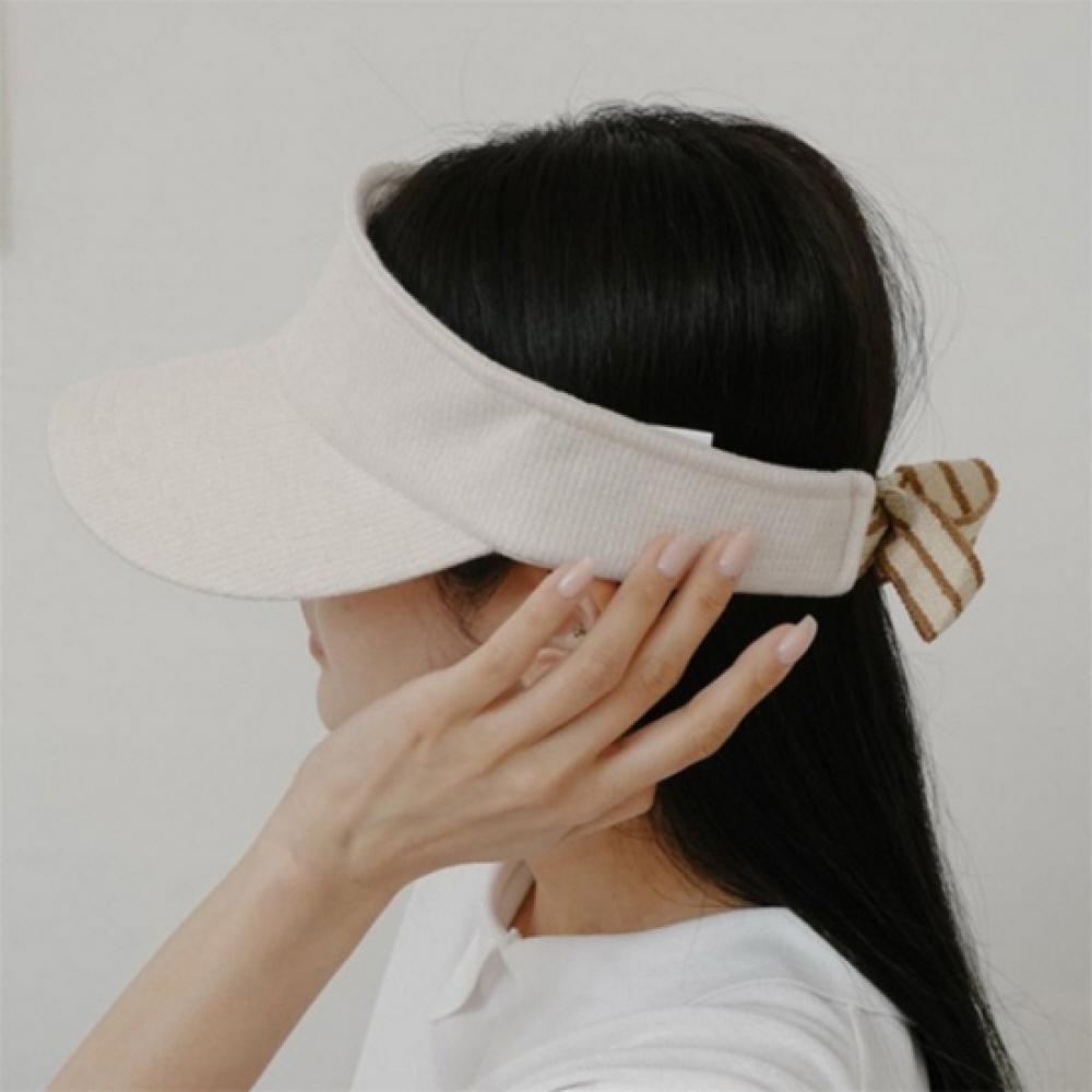 New Arrivals Open Run Women Stripe Ribbon Sun Cap Summer Sports Cotton Hat
