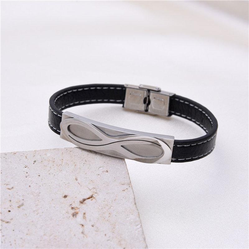 

Модний плетений шкіряний чоловічий браслет з дизайном номер «8» Багатошарові панк-браслети Прості ювелірні вироби з нержавіючої сталі в стилі ретро 21cm