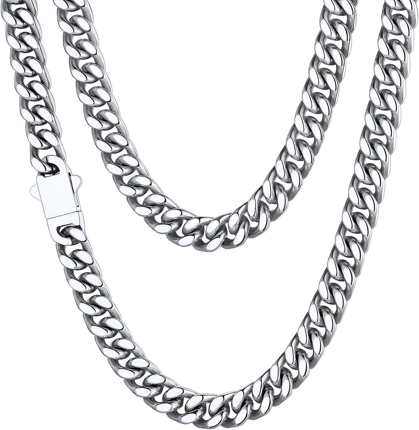 Stainless Steel Mens Cuban Link Chain, Miami Cuban Chain Necklace, 7mm/9mm Width, 24  No Tarnish& Durable Hip Hop Mens Jewelry