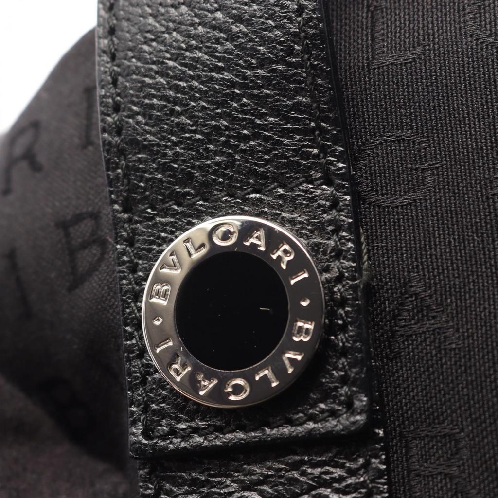 Used BVLGARI Logo Mania Tote Bag Canvas Leather Black Used Women
