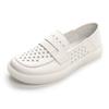 Malé bílé boty kožené mokasíny ploché jednoduché boty