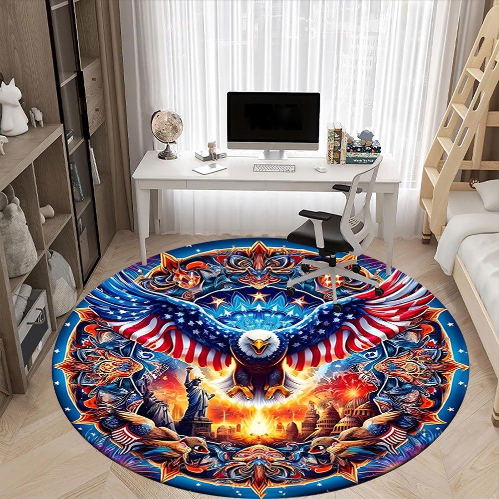 American Pride Eagle Flag OrnamentRound Non-Slip chair mat chair carpet for office Rugs for Office Decor Gift For Valentine's Day Mother's Day Hallowe