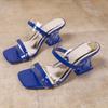 Kristallen Speciale Hak Slippers Zomer Nieuw Vierkante Neus Transparant Eén Band Antislip Slijtvast Hoge Hakken