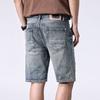 New Summer Scraped Denim Shorts Slim Straight Mid-leg Pants American Ripped Five-point Pants