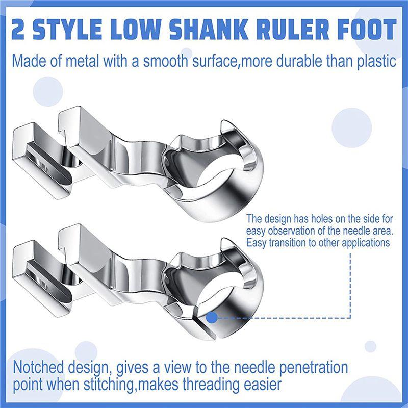 A84X-4 Pieces Low Shank Ruler Foot For Freemotion Quilting 1/4 Inch Thick Rulers, Ruler Quilting Foot Compatible With Singer