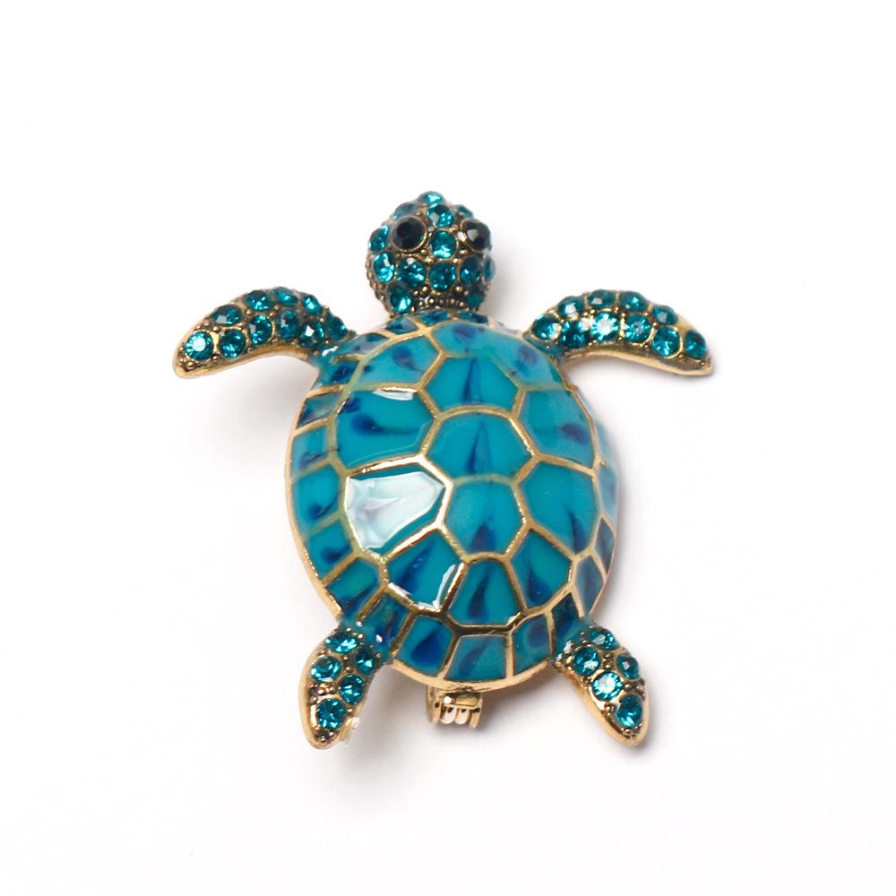 

Creative Cute Lifelike Zircon Inlay Drip Glaze Little Turtle Brooches for Women Men Cartoon Animal Pin Clothes Accessory Jewelry