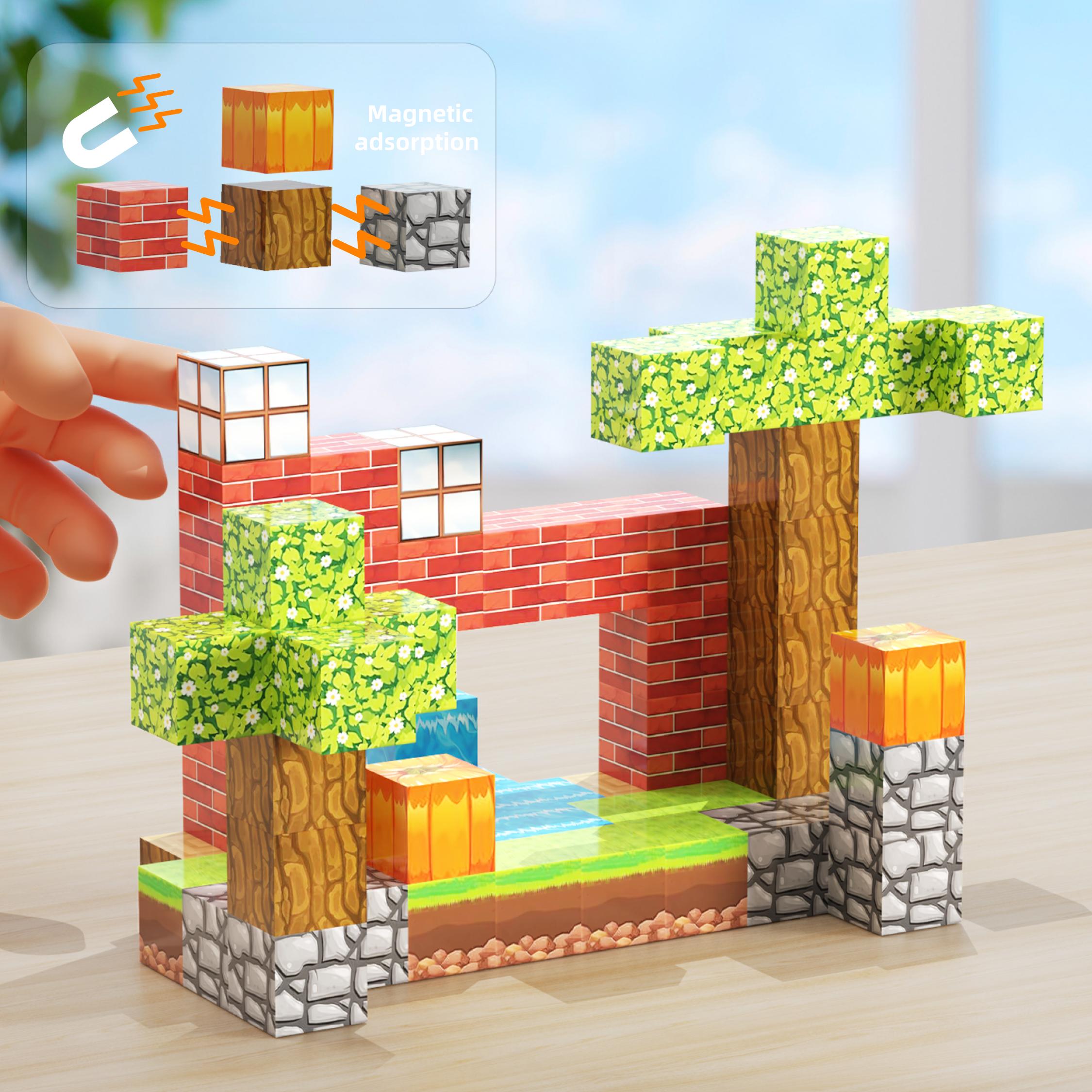 

60+PCS Magnetic Building Blocks Mine Magnet World Set for Boys & Girls Age 3+ Sensory Toys for Gifts Construction Toys