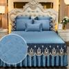 Fashion Lace Bed Skirt Home Decor Bedding Set Luxury Machine Washable Non Slip Embroidery Bedspreads for Queen/King Size Bed