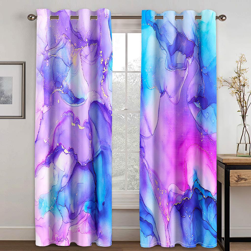 Vibrant Water Painting Luxurious Window Panel Drapes in the Kids Bedroom Living Room Hall Treatments Kitchen Decoration Drapes Blinds