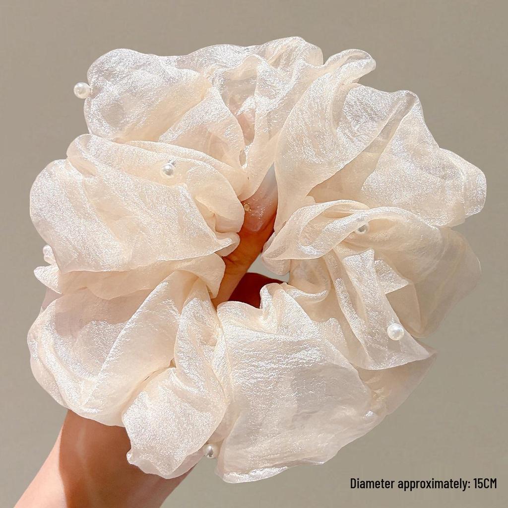 Premium Pink Mesh Scrunchies for Women - Stylish Hair Ties & Ponytail Accessories