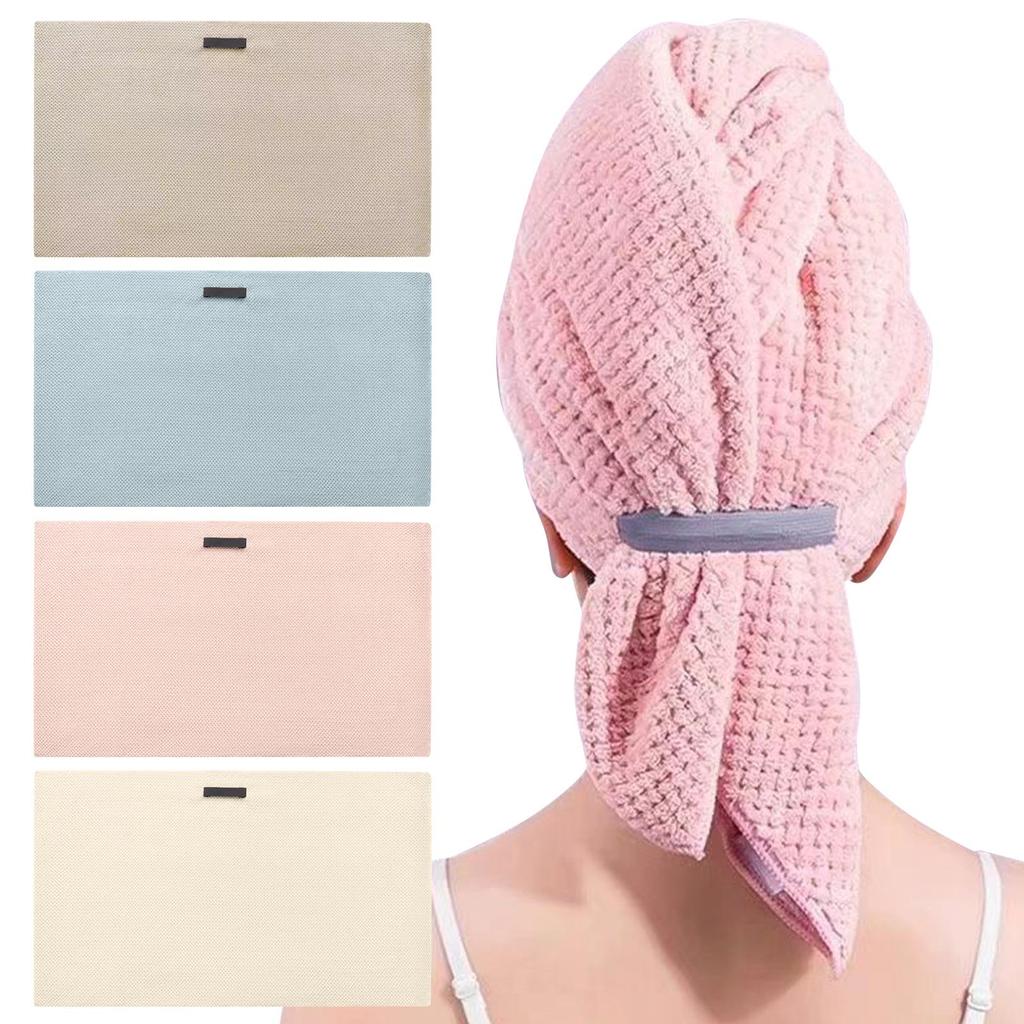 Large Ultra-fine Fiber Hair Towel, Soft Dry Towel With Elastic Band, Long Curly Hair Quick Drying Headscarf