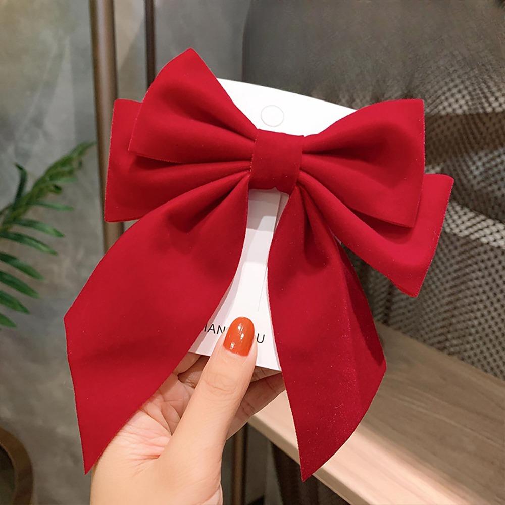 Headwear Red Bow Hair Clips Jewelry Tassels Pearl Barrettes Ribbon Hairpin  Hair Styling Accessory