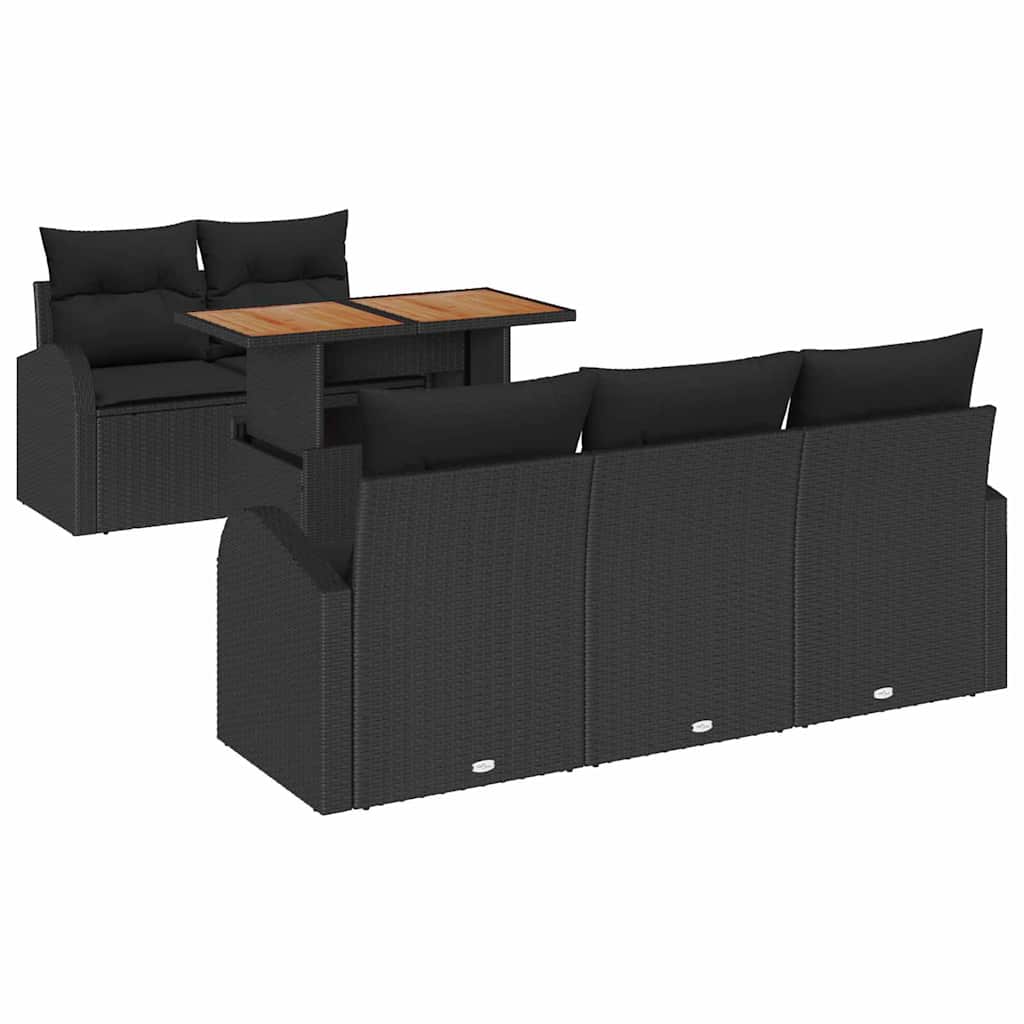 Garden Sofa Set with Storage 6 pcs Black Poly Rattan