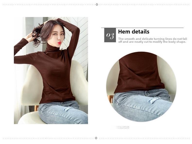 Toamnă/Iarnă 2025 Guler înalt Căptușită cu lână Damă Slim Fit Culoare uni Mânecă lungă Stil coreean Tricou la modă