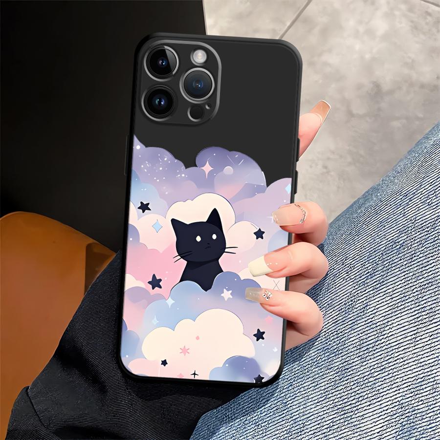 

Black Cat Starry Night Funda Phone Cover Case for Apple iPhone 17 Pro Max 14 XR XS MAX 11 12 15 Pro 7 8 13 16 Air iPhone 14