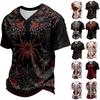 Men's V-Neck Halloween Print T-Shirt for Holiday Parties