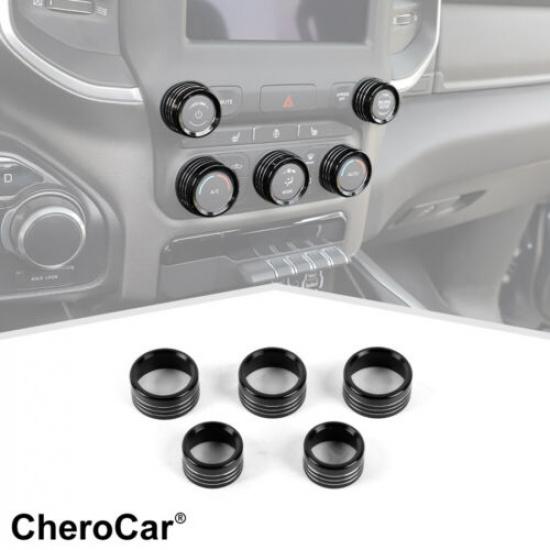 5 Stück Auto Armaturenbrett Radio Klimaanlage Steuerknopf Abdeckung Zierring Blende Für Dodge RAM 1500 18+
