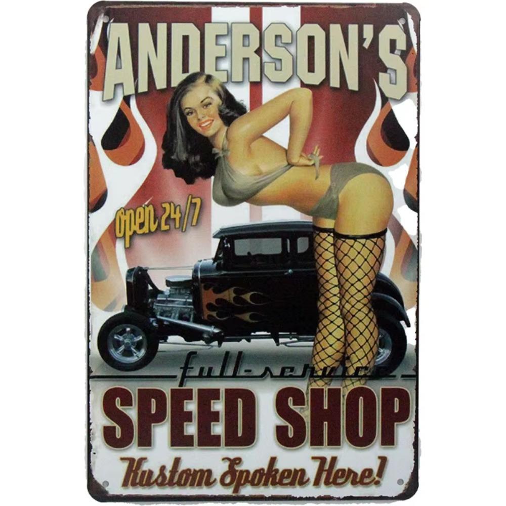 Retro Tin Art in European and American Industrial Style with Human Figures - Creative Wall Decor Paintings Ideal for Bars,