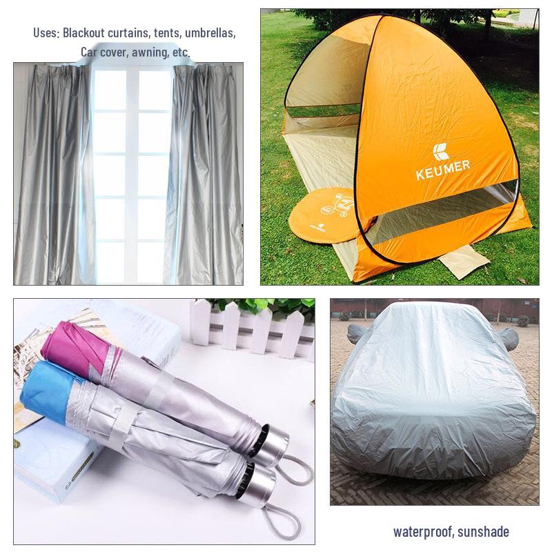 210T Silver-Coated Waterproof Dust Cover Fabric for Car, Tent, and UV Protection.