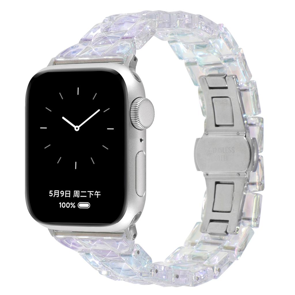 Transparent Laser Strap for Apple Watch Band 44mm 45 42 40 38 41 49mm Glacier Strap Wristband for iWatch Series 9 8 SE 7 6 5 4 3