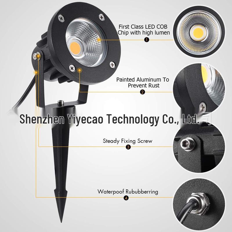 20W Waterproof LED Landscape Path Spotlight with Ground Plug for Garden and Courtyard