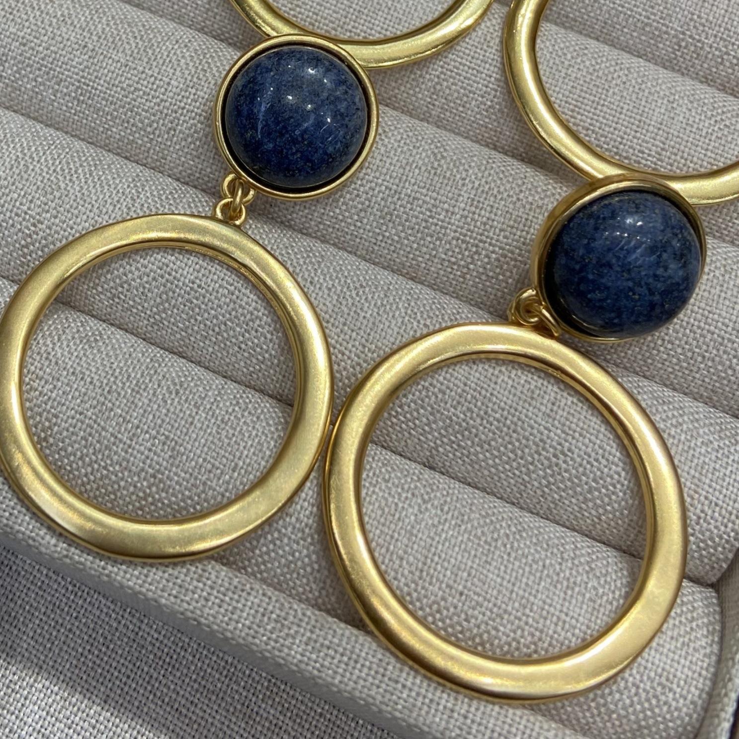 

Nanhong Agate Plain Ring Earrings, Earrings, French Retro Temperament, Tiger S Eye Stone Large Earrings, Fashionable And Simple Versatile Earrings.