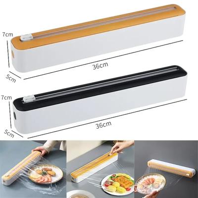 Obcinak do folii plastikowej Wielofunkcyjny Pojemnik do przechowywania folii plastikowej, folii aluminiowej, papieru, Montowany na ścianie, Stojak do przechowywania na lodówkę, Artykuł kuchenny