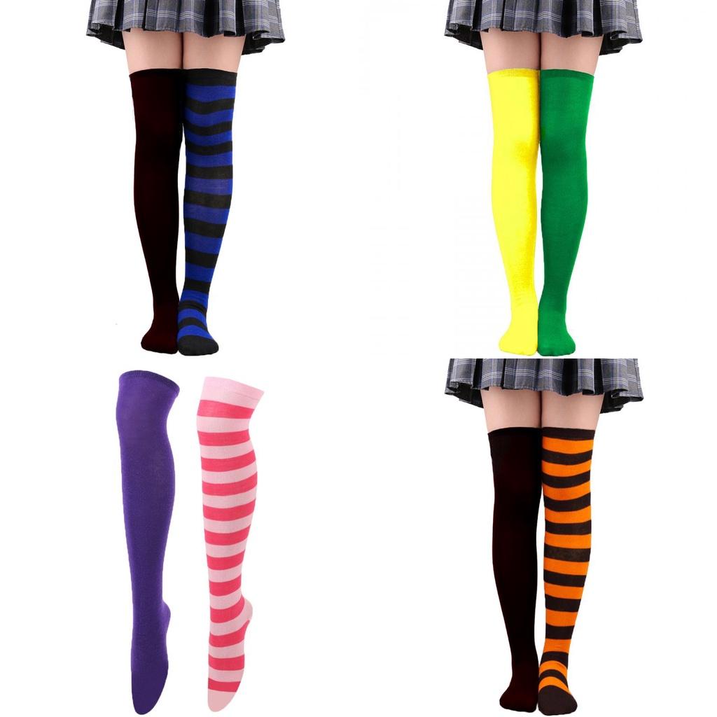 Colorful Over-the-knee Women's Socks For Parties And Holidays Friction-resistant Polyester Blend