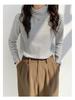 Women's Striped Half-High Neck Base Layer Top - Cozy Autumn/Winter Korean Style Innerwear