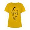 Plus Size Casual T-shirt Women's Plus Cute Cat Paw Print Short Sleeve Round Neck Medium Stretch T-shirt