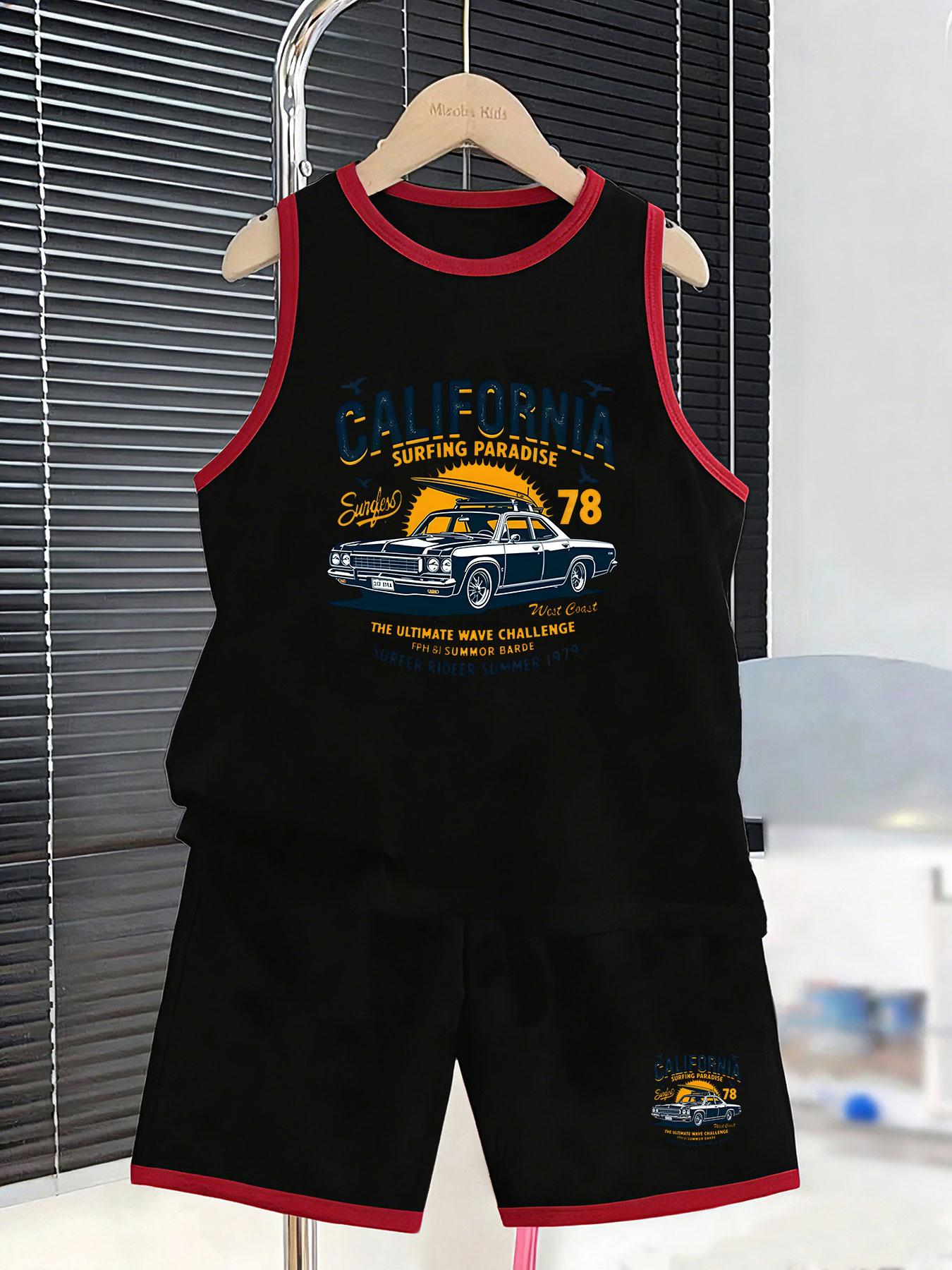 

Boys’ California retro car set. Breathable fabric, vintage style, loose fit for stylish daily wear. 2-3Y чёрный