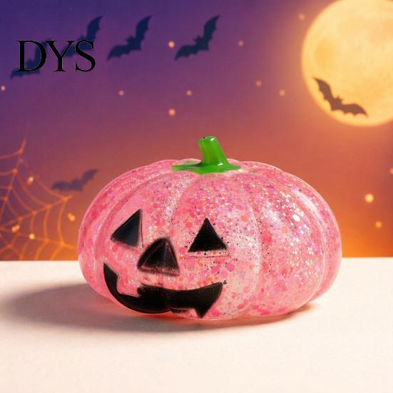 Hand Therapy Toys Halloween Glitter Pumpkin Stress Ball, Head Squeeze Toy for Tension Relieving Relief, Creepy Fidget Party Favors