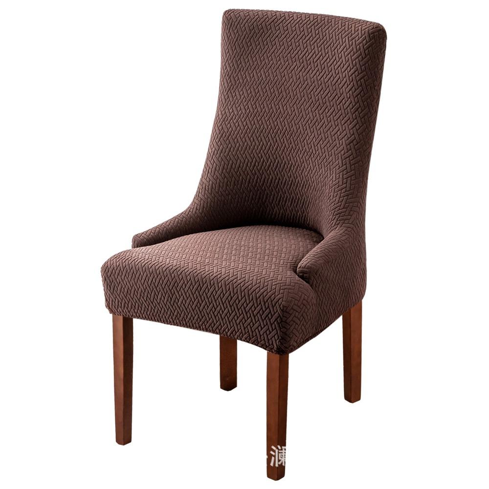 Stretchable Chair Seat Covers Long Plaid Jacquard Armchair Slipcovers Solid Color Elastic Dining Chair Covers