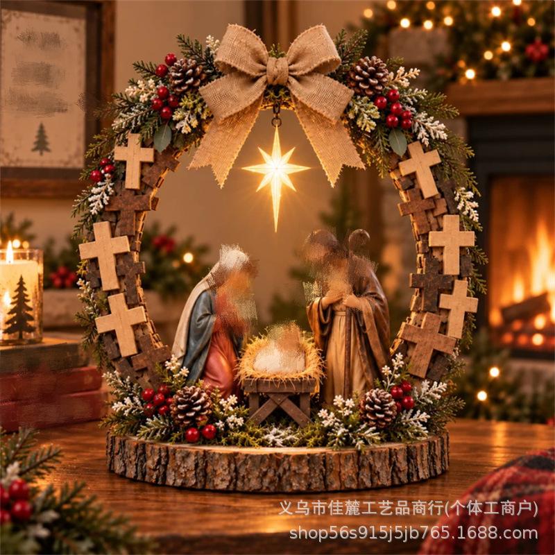 Cute Trendy New Lighted Nativity Tabletop Decor