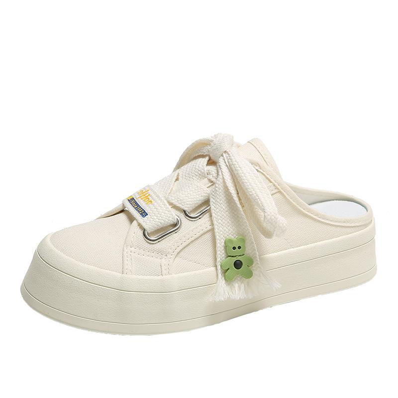 Semi-toe Canvas Shoes Female 2025 Autumn Hundred With Students Breathable Board Shoes Casual Shoes Children 8699