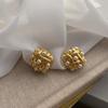 French Retro Medieval Temperament Pearl Woven Square Stud Earrings Exquisite Personality Niche Design Earrings Women