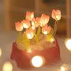 Tulip Night Light Material Pack Handmade Desk Lamp Kit with Warm Light Flower Petal Light String Decoration Romantic Atmosphere Light for Bedroom Car