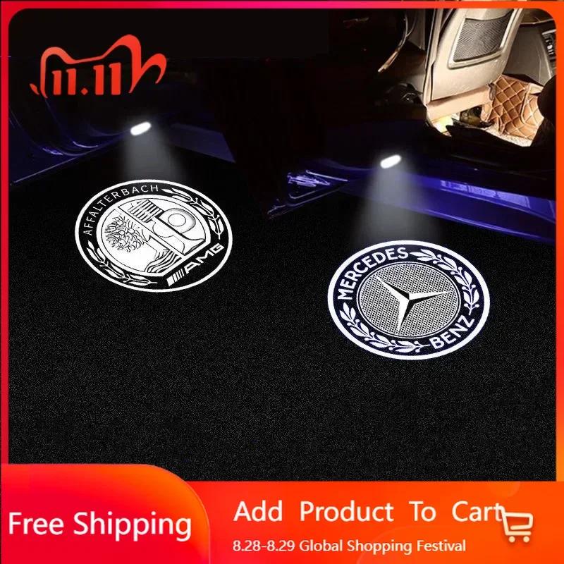 DLT2   For Benz AMG 2PCS Car Door Emblem LED Light Welcome Lamp Wireless Laser Projector For Mercedes Benz B/C/E/S Class A Class C200L