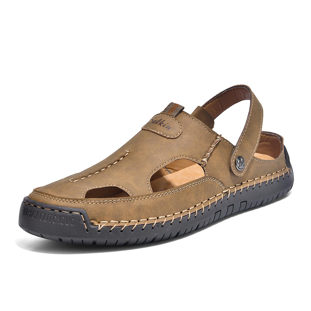 Men s Plus Size Breathable Fashion Sandals, Two-Way Wear, Hand-Stitched Soft Sole, Non-Slip Beach Shoes 41