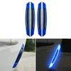 4pcs Car Door Reflective Warn Strips Bumper Reflector Stickers Decals Blue Safety Opening Safety Opening Exterior Accessories