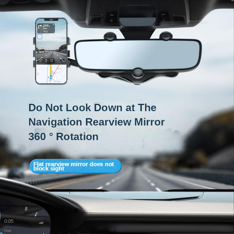 360 ° rearview mirror car phone holder and GPS holder swivel universal adjustable telescopic car phone holder car