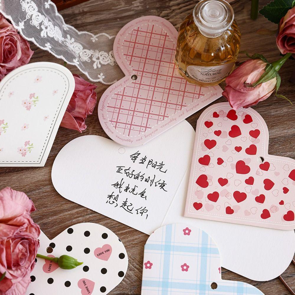 20Pcs New Heart-shaped Greeting Cards Blank Foldable Gift Card with holes Handwritten Message Cards Wedding Couples